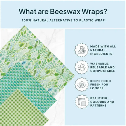 Wildflower Beeswax Wrap Variety Set - Green