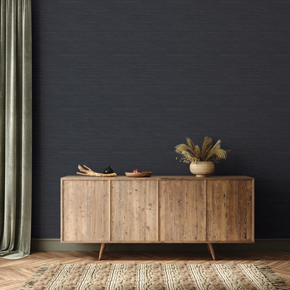 Grasscloth Navy Peel and Stick Wallpaper, 28 sq. ft.