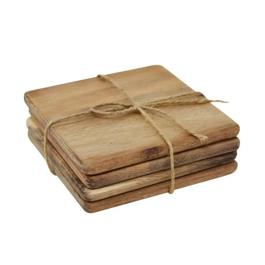 Acacia Wood Square Coasters - PABOOM