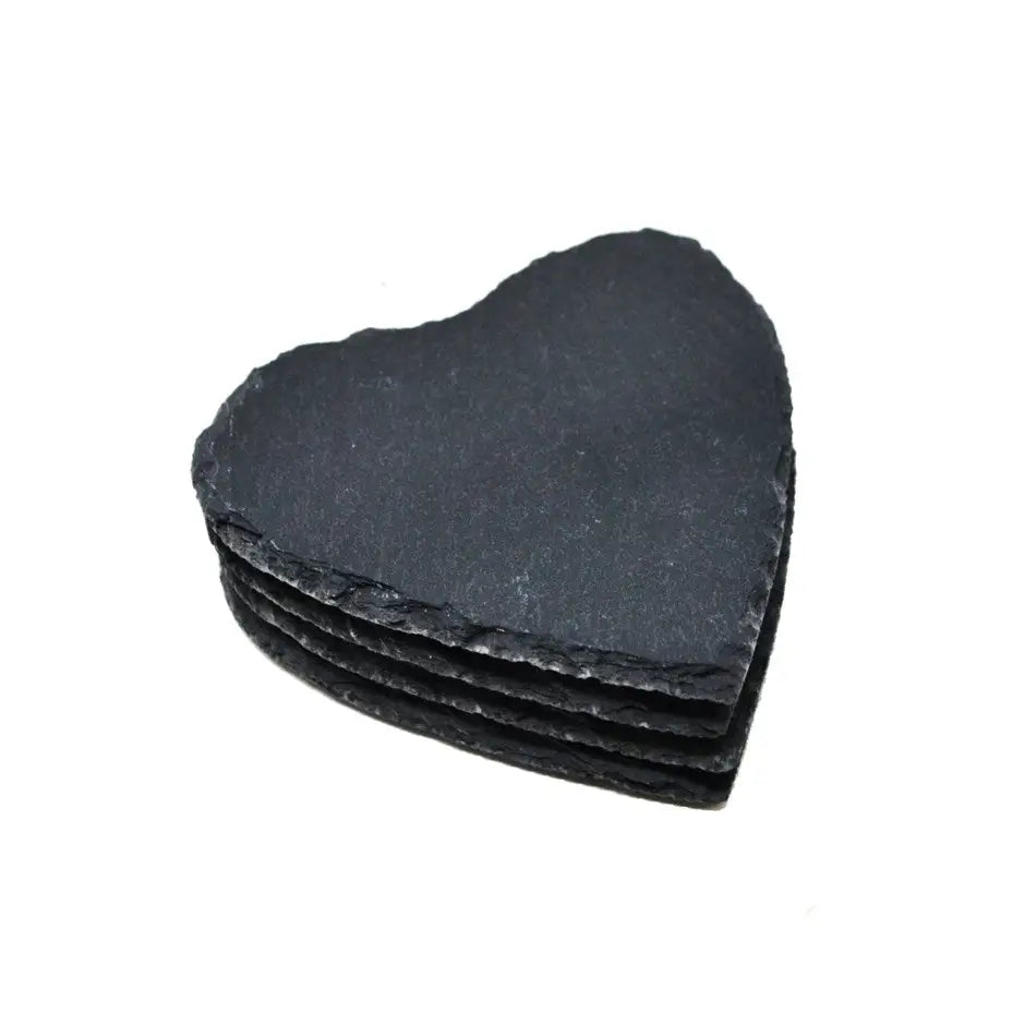 Black Slate Heart Coasters - PABOOM