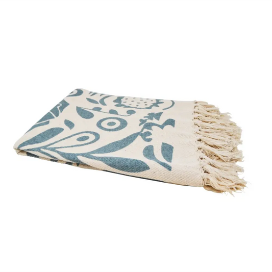 Blue Floral Pattern Throw - PABOOM