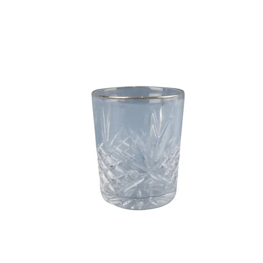 Cut Glass Lowball With Gold Rim - PABOOM