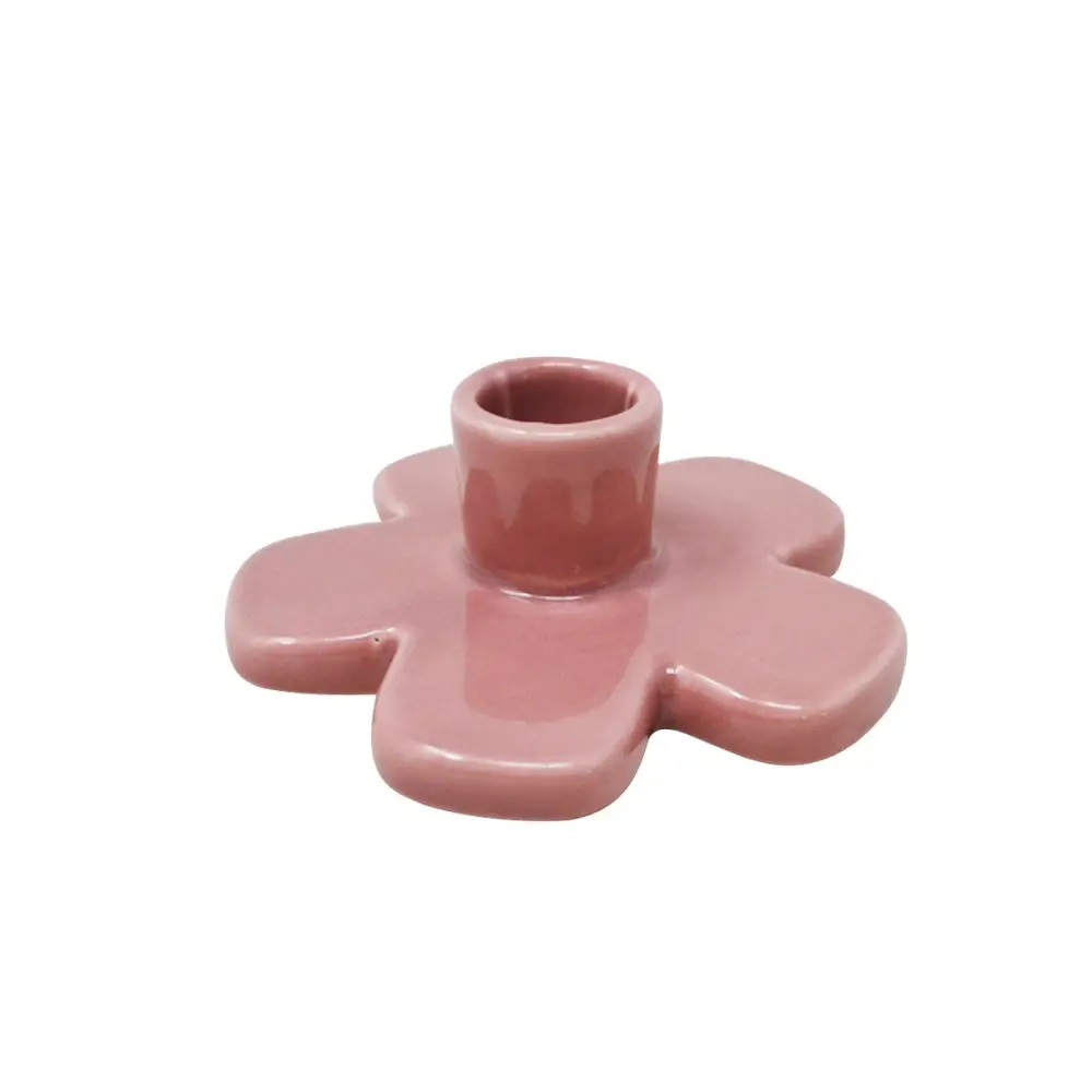 Nostalgia Imports - Pink Porcelain Flower Shaped Candle Holder