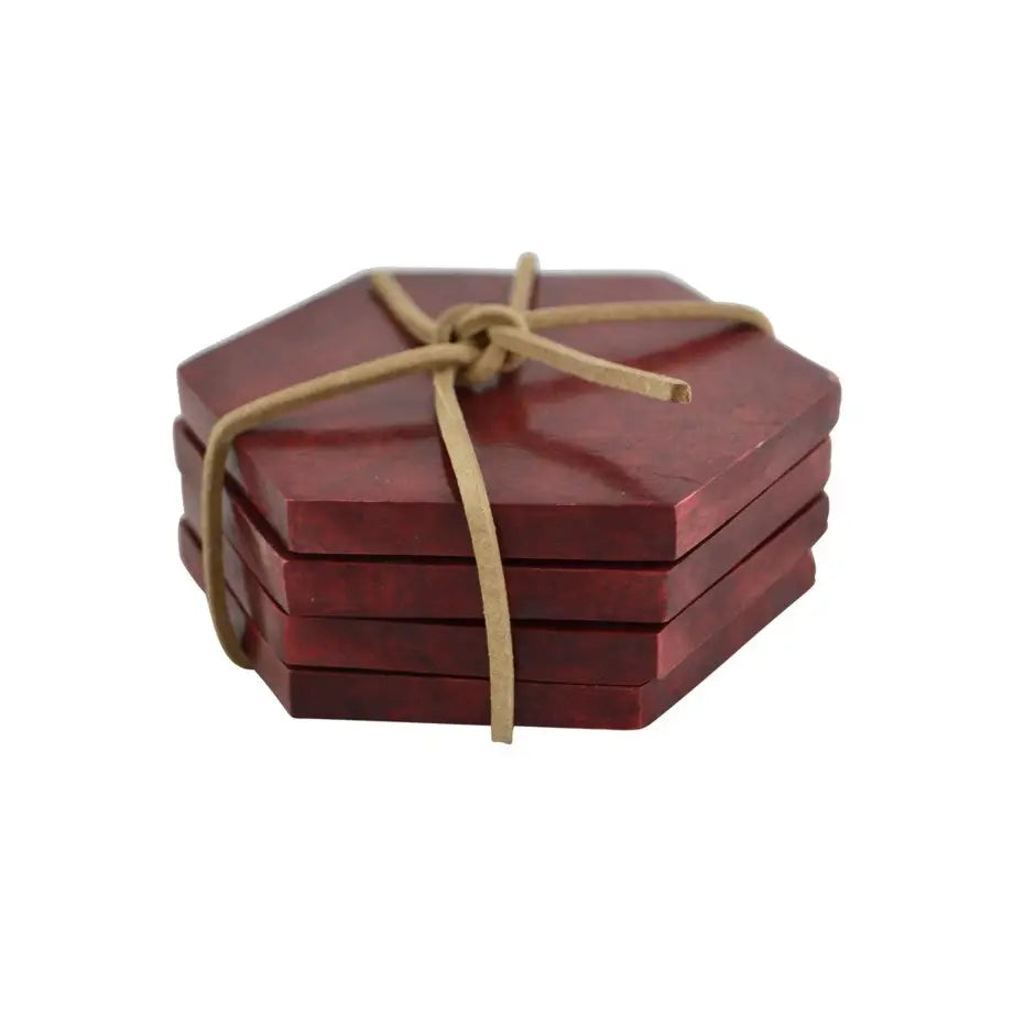 Red Soapstone Hexagon Coaster - PABOOM