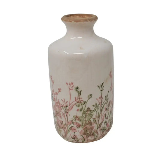 Nostalgia Imports - Vase Ceramic Etched Floral 4x8.25’’