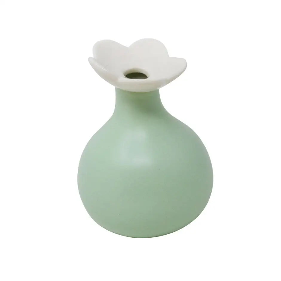 Nostalgia Imports - Vase Green Flower 4x4.25’’