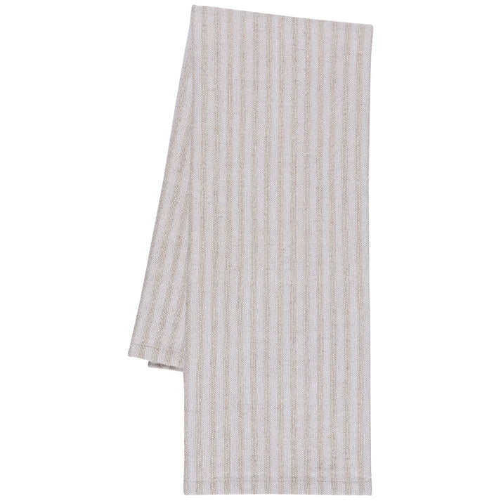 Dove Grey Stripe dishtowel folded to show the woven texture – PABOOM