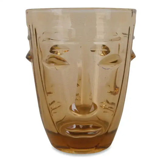 Glass Faces Tumbler Amber - PABOOM