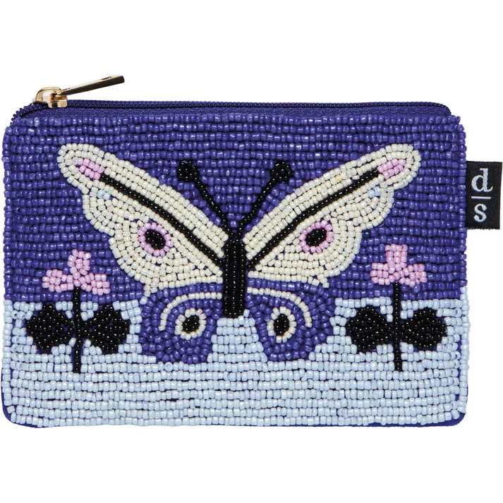 Aurora beaded pouch styled with cards and keys – PABOOM