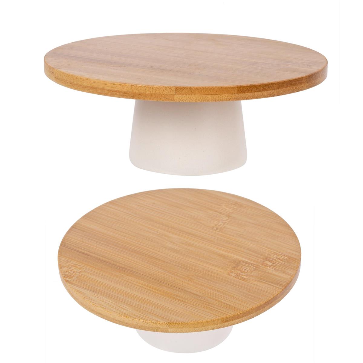 Bamboo + Ceramic Footed Platter