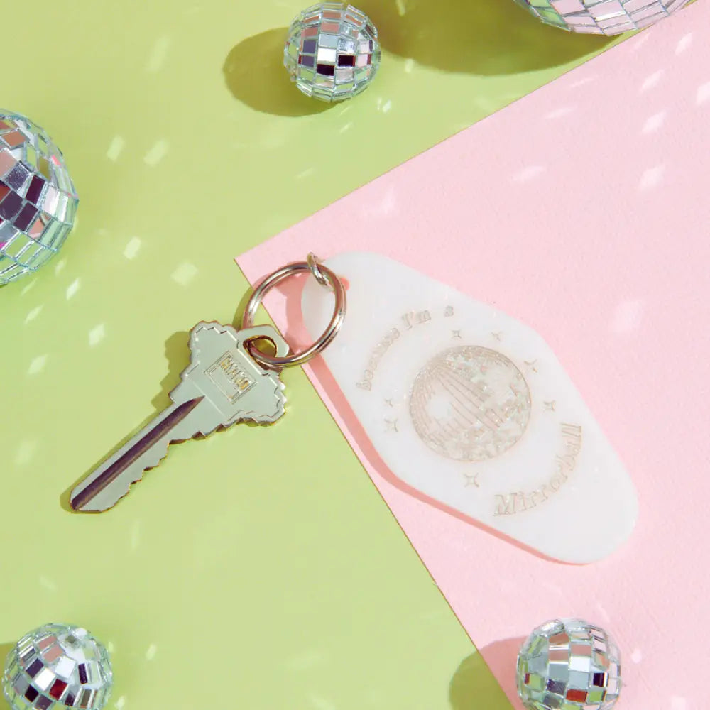 Party Mountain Paper co. - Mirrorball Motel Tag Keychain
