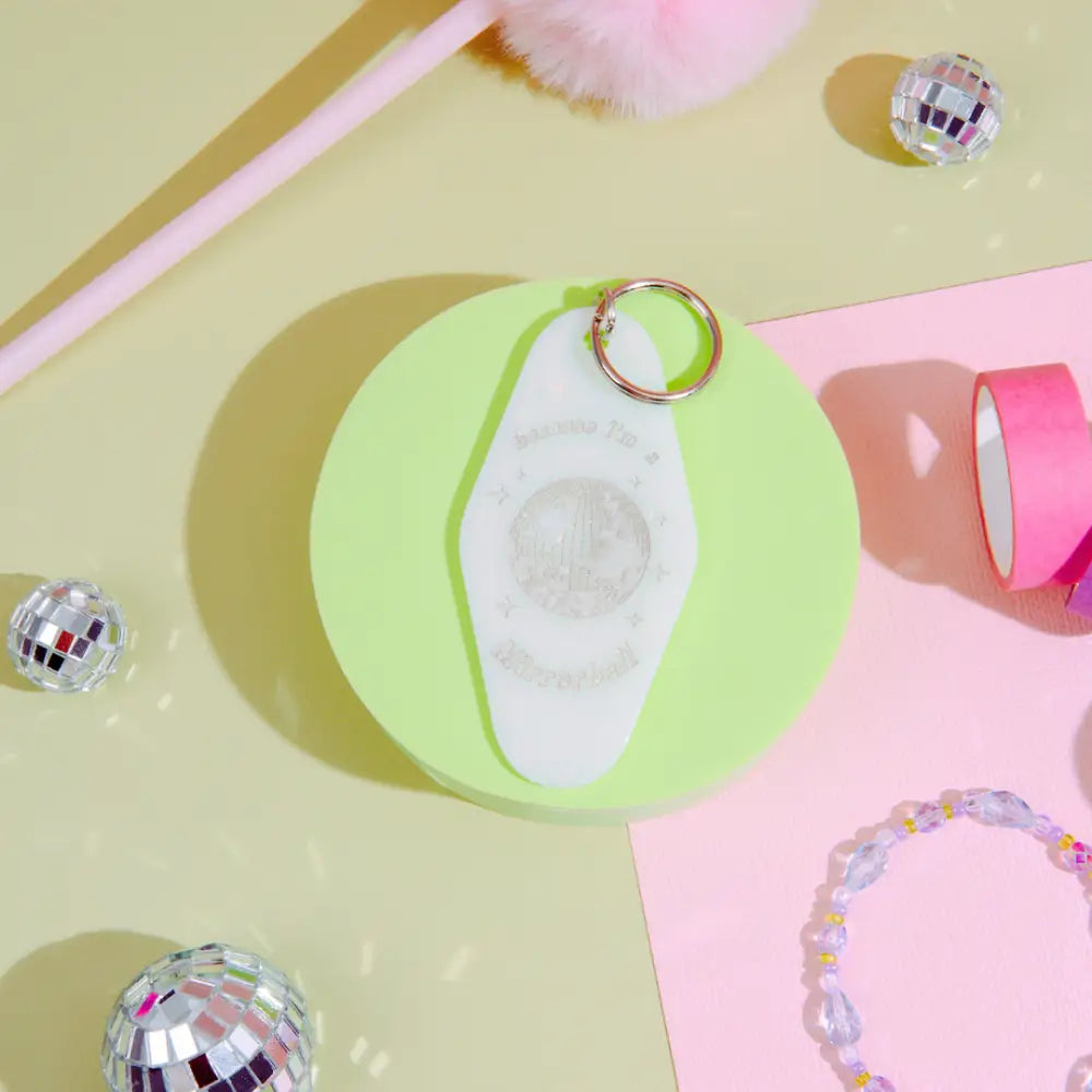 Party Mountain Paper co. - Mirrorball Motel Tag Keychain