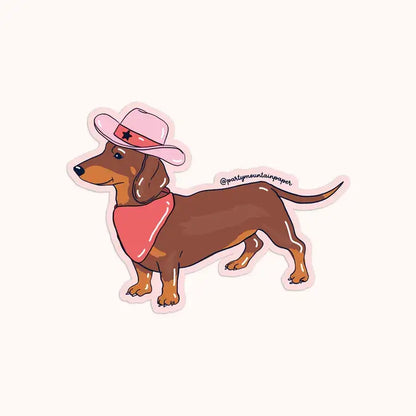 Weenie Dog Cowboy Sticker - PABOOM