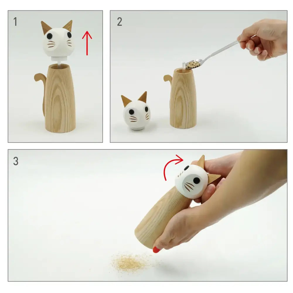 Cat Wooden Pepper + Salt Mill - PABOOM