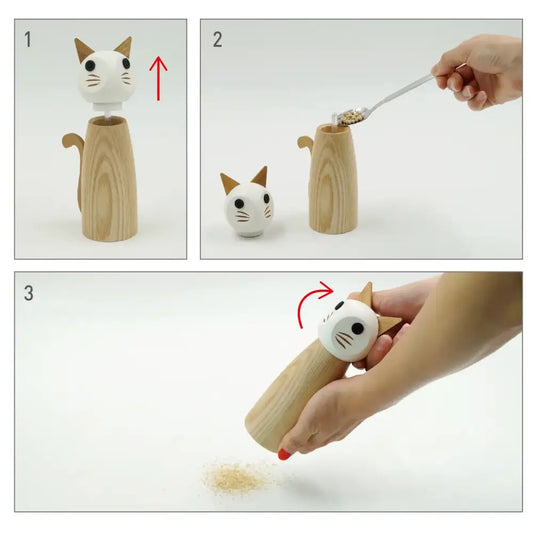 Cat Wooden Pepper + Salt Mill - PABOOM