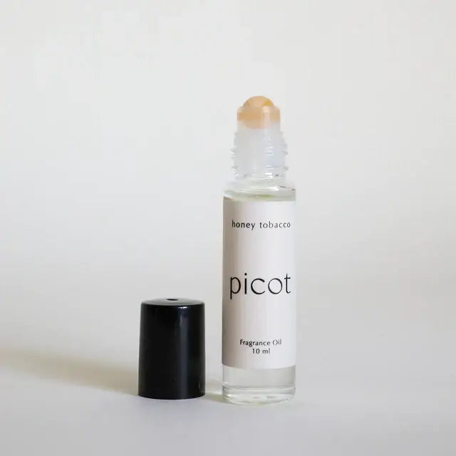 Picot Honey Tobacco Crystal Roller - Green Adventurine