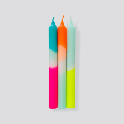 Rainbow Kisses Dip Dye Neon Candles - PABOOM