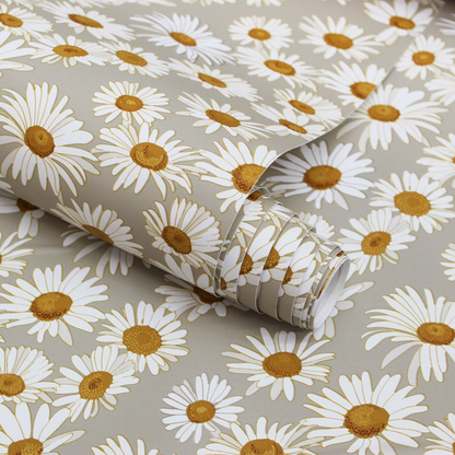 Daisies Greige Peel and Stick Wallpaper, 28 sq. ft.