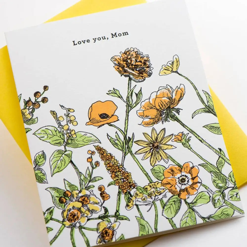 Porchlight Press Letterpress - Love You Mom Floral Card