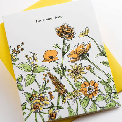 Porchlight Press Letterpress - Love You Mom Floral Card
