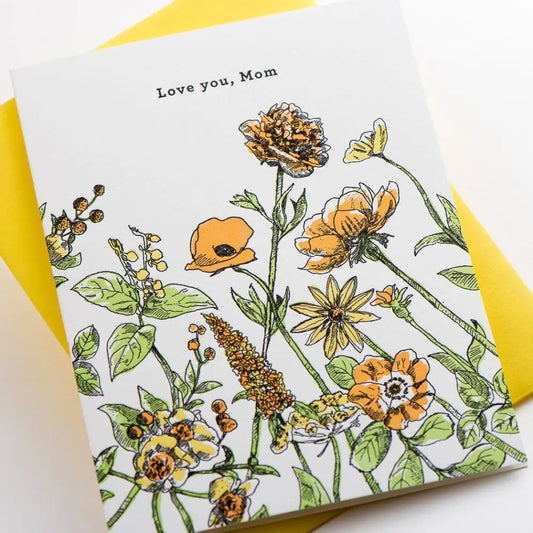 Porchlight Press Letterpress - Love You Mom Floral Card