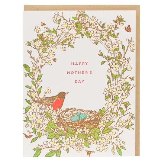 Porchlight Press Letterpress - Mother’s Day Robin Bird Nest Card
