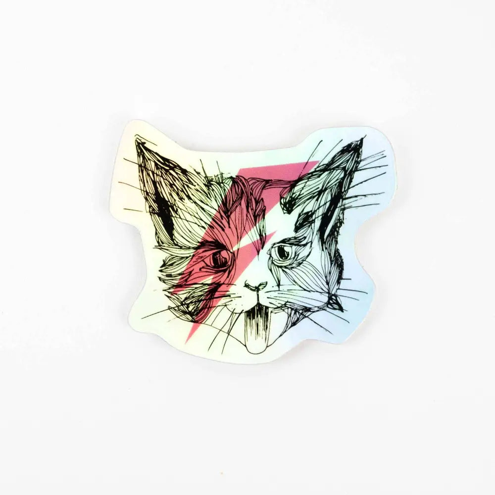 Porchlight Press Letterpress - Sticker: Ziggy Star Cat - Holographic