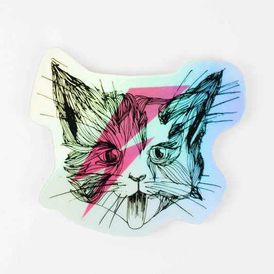 Porchlight Press Letterpress - Sticker: Ziggy Star Cat - Holographic