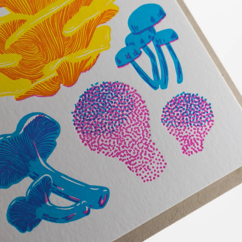 Porchlight Press Letterpress - Vibrant Life Series - Fruiting Fungi Card Single