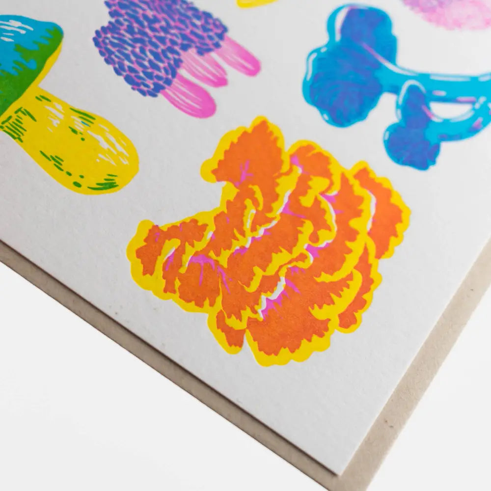 Porchlight Press Letterpress - Vibrant Life Series - Fruiting Fungi Card Single