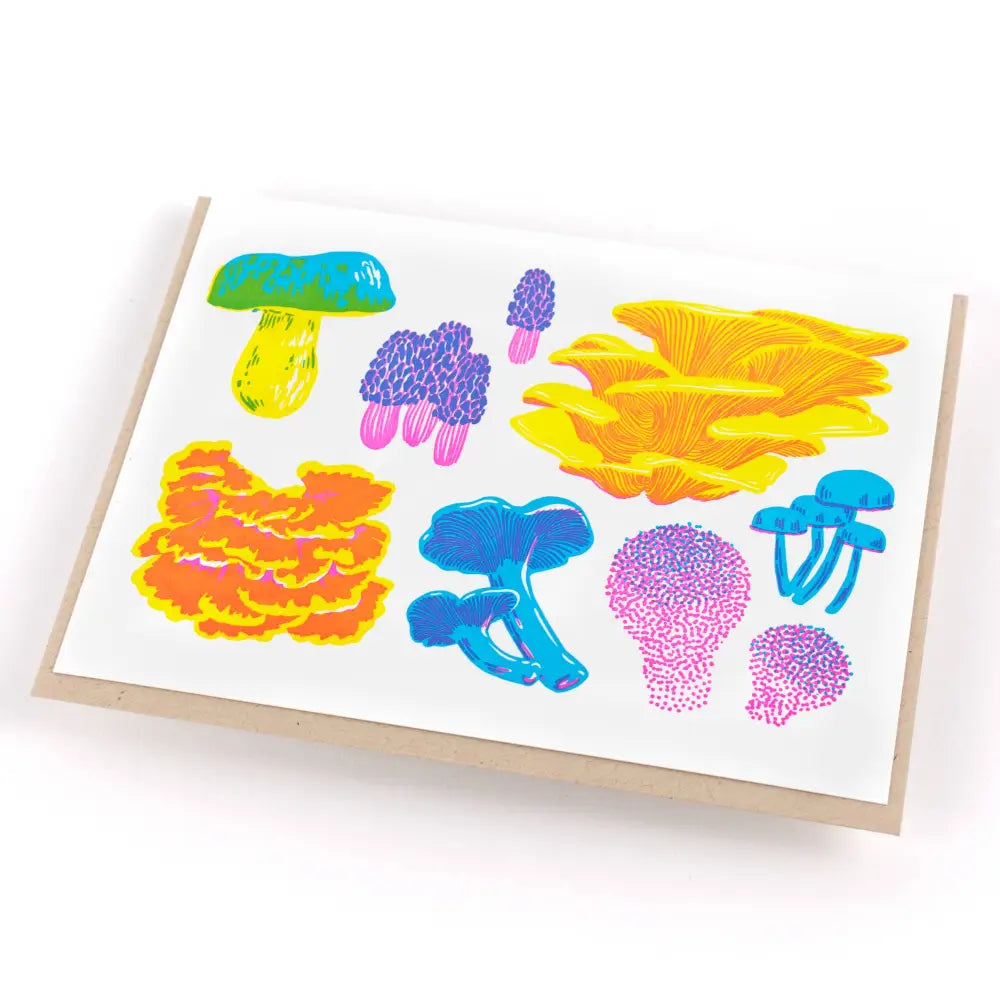 Porchlight Press Letterpress - Vibrant Life Series - Fruiting Fungi Card Single