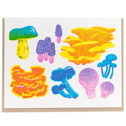 Porchlight Press Letterpress - Vibrant Life Series - Fruiting Fungi Card Single