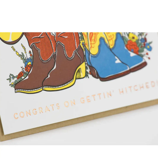 Porchlight Press Letterpress - Wedding Country Boots Card Single