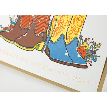 Porchlight Press Letterpress - Wedding Country Boots Card Single