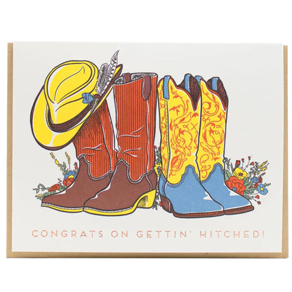 Porchlight Press Letterpress - Wedding Country Boots Card Single