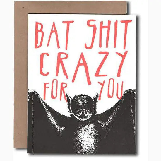 Bat Shit Crazy Letterpress Card - PABOOM