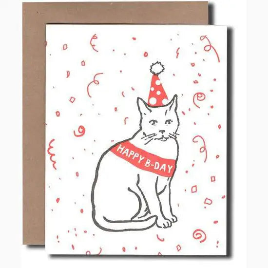 Letterpress Birthday Cat Card - PABOOM
