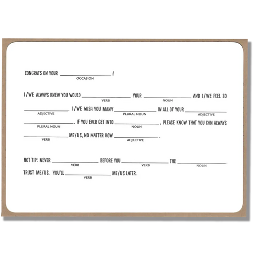 Power and Light Press - Mad Libs Congrats Card