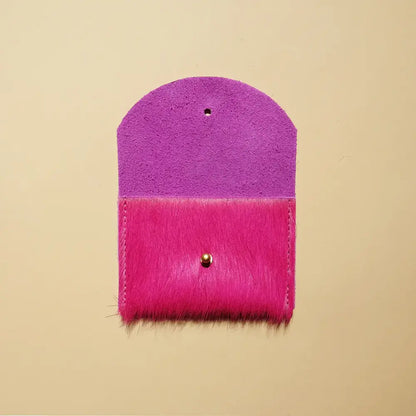 Fuchsia Hair on Hide Cardholder - PABOOM