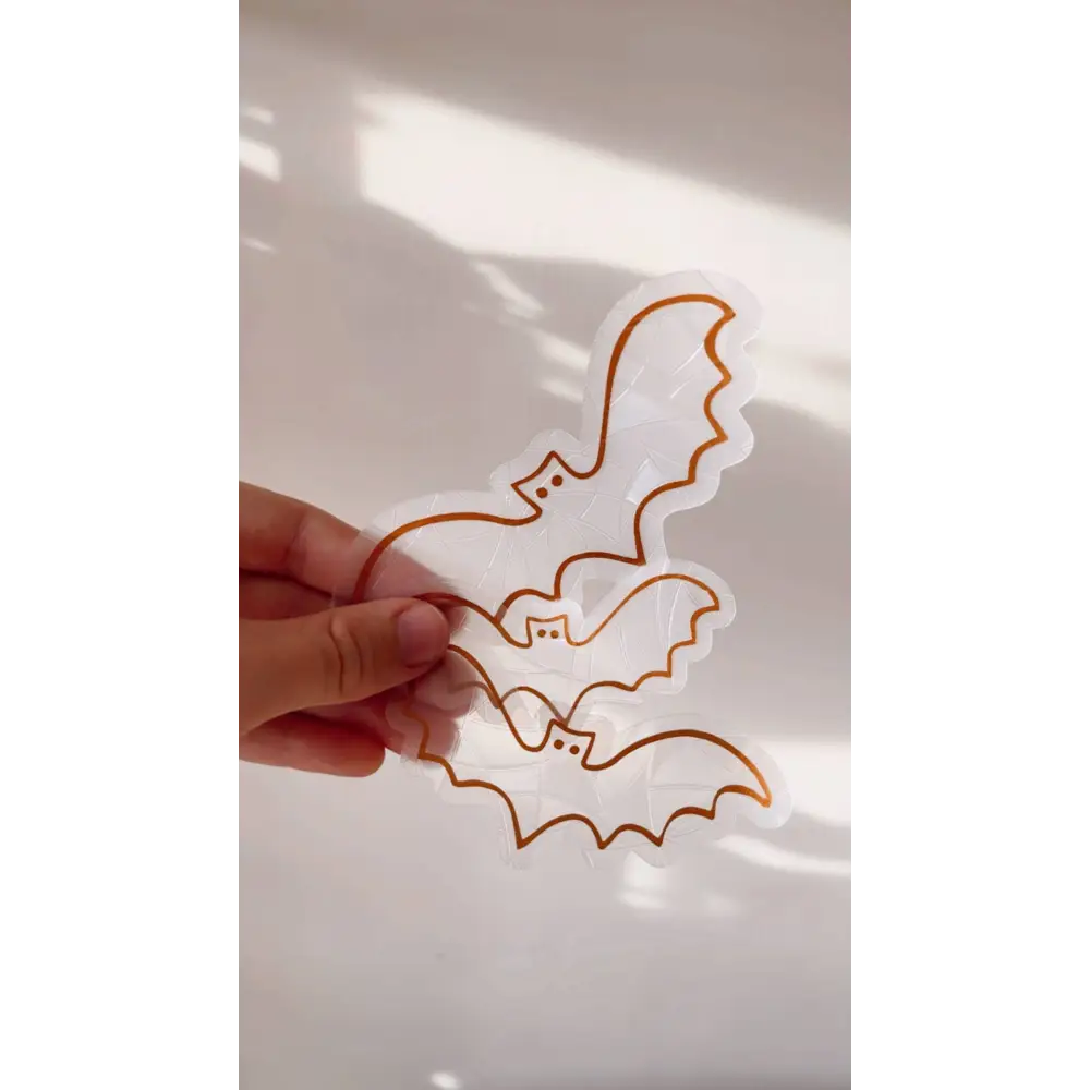 Prismatic Kitty - Bats Mini Suncatchers | Set of 3 Window Clings | Spooky