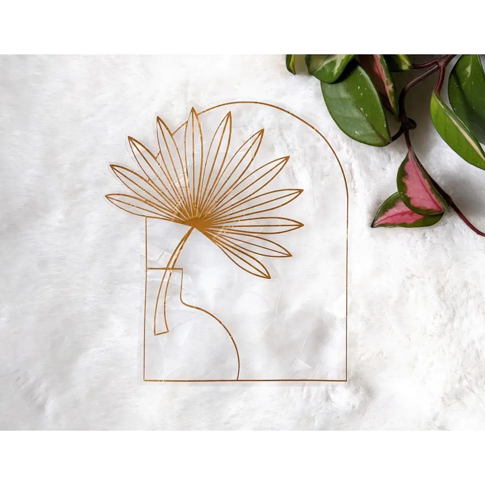 Prismatic Kitty - Boho Suncatcher Sticker | Palm Leaf in Vase | Minimalist