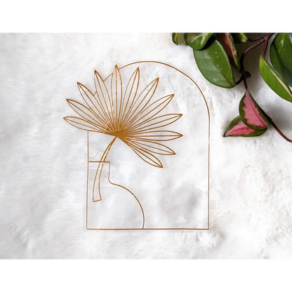 Prismatic Kitty - Boho Suncatcher Sticker | Palm Leaf in Vase | Minimalist
