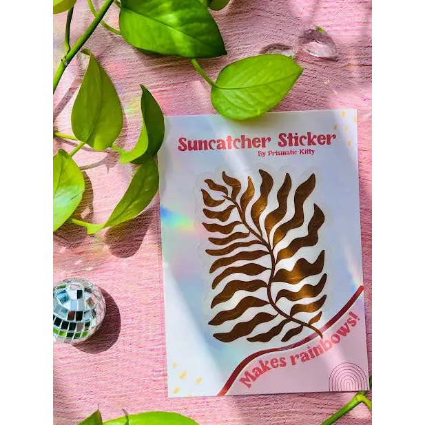 Prismatic Kitty - Botanical Suncatcher | Window Cling | Rainbow Maker Sticker