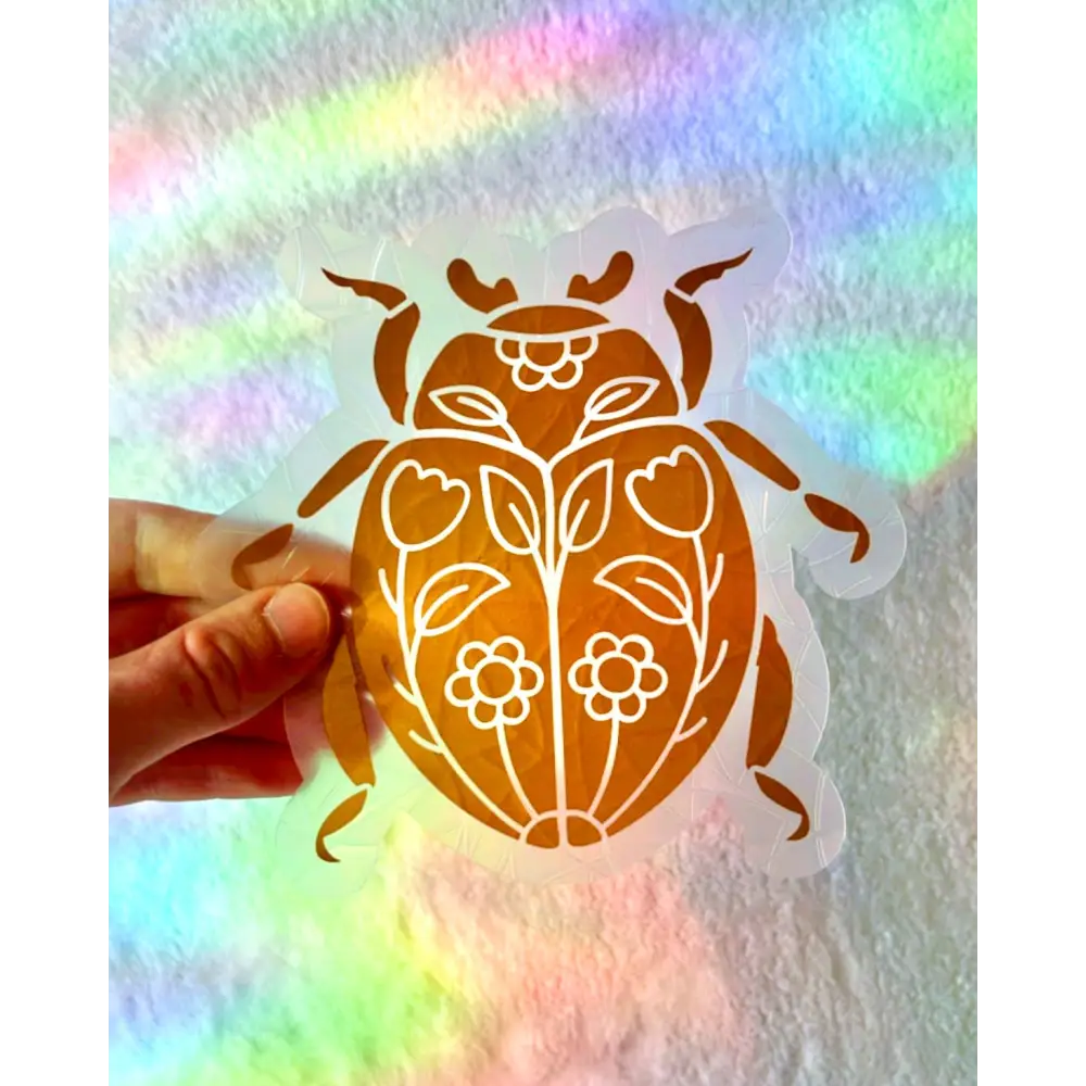 Prismatic Kitty - Floral Ladybug | Beetle Suncatcher | Window Cling