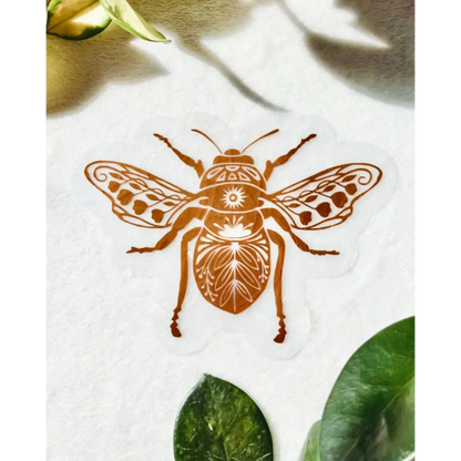 Prismatic Kitty - Honeybee Suncatcher Sticker | Floral Window Cling | Cottage