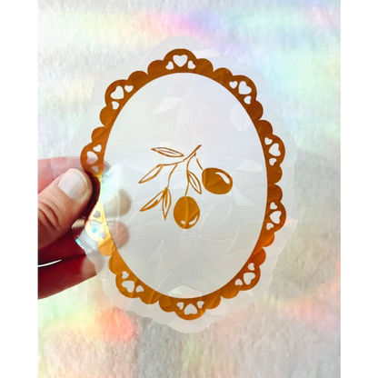 Prismatic Kitty - Olive Branch | Suncatcher Sticker | Ornate Window Cling