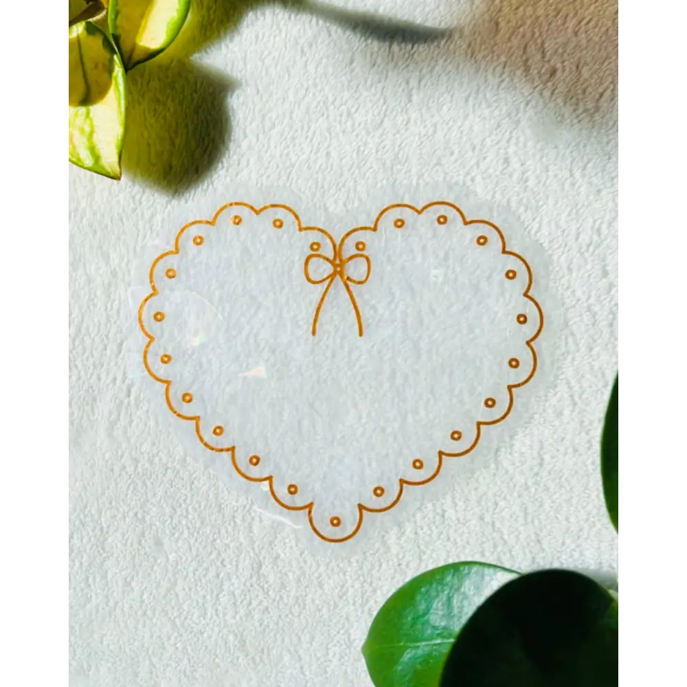 Prismatic Kitty - Scalloped Heart Suncatcher Sticker | Romantic Window Cling