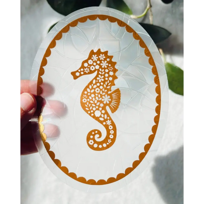 Prismatic Kitty - Seahorse Suncatcher | Rainbow Window Sticker | Nursery Decor