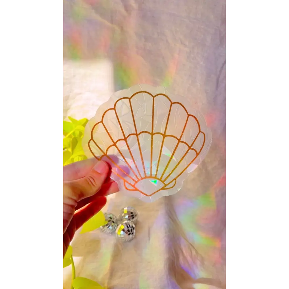 Prismatic Kitty - Seashell Suncatcher | Scallop Window Cling | Mermaid Decor
