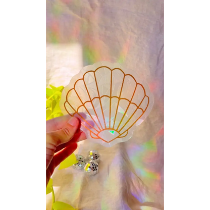 Prismatic Kitty - Seashell Suncatcher | Scallop Window Cling | Mermaid Decor